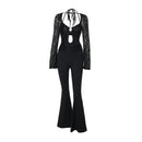 Women's Slim-fit Long-sleeved Lace Backless Jumpsuit