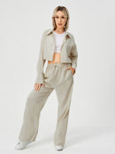 Women's Long Sleeve Button Down Top + Long Wide Leg Pants Set