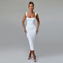 Women's Square Neck Elegant Midi Dress