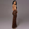 Women's Leopard Print Backless Slim Fit Maxi Dress