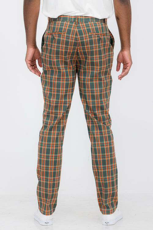 Plaid Slim Fit Trouser Pants