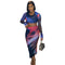 Women's Printed Long Sleeve Backless Lace-up Top + Sheath Skirt Sets