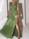 Women's V-Neck Bow Slit Maxi Dress