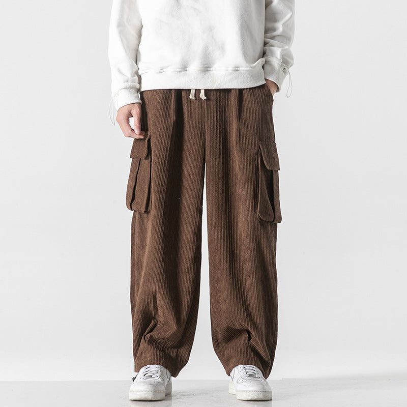 Men's Corduroy Loose Wide Leg Straight Casual Pants