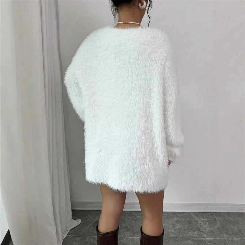 Women's V-neck Solid Color Knitted Sweater