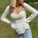 Square Neck Long Sleeve Sexy Women Sweater