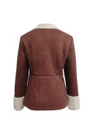 Women Cold-proof Warm Leather And Velvet Turn-down Collar Coat