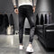 Men's Black Tapered Cropped Elastic Slim Fit Slimming Jeans