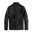 Men's Leather Fleece-lined Slim Stand Collar Jacket