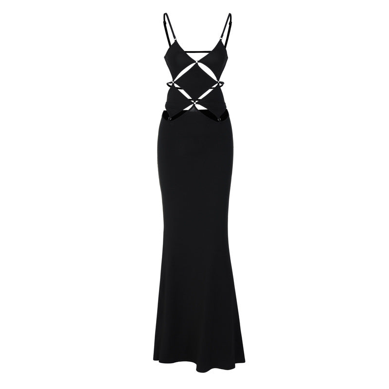 Women's Slim Cut Out Backless Suspender Dress