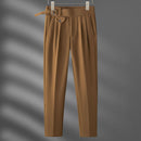 Men's High Waist Double Pleated Vertical Trousers