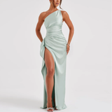 One Shoulder High slit Floor-Length Dresses