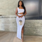 Women’s One shoulder Crop Top and High Waist Long Skirt Two Piece Sets